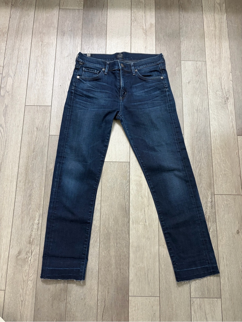 Citizens Of Humanity Dark Blue Slim Straight Jeans with Rolled Cuffs Size 27